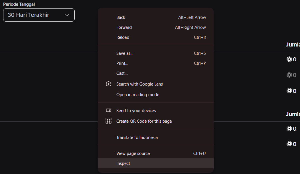 Cara membuka Developer Tools