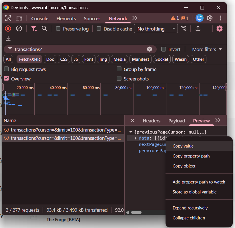 Preview dan Copy data JSON